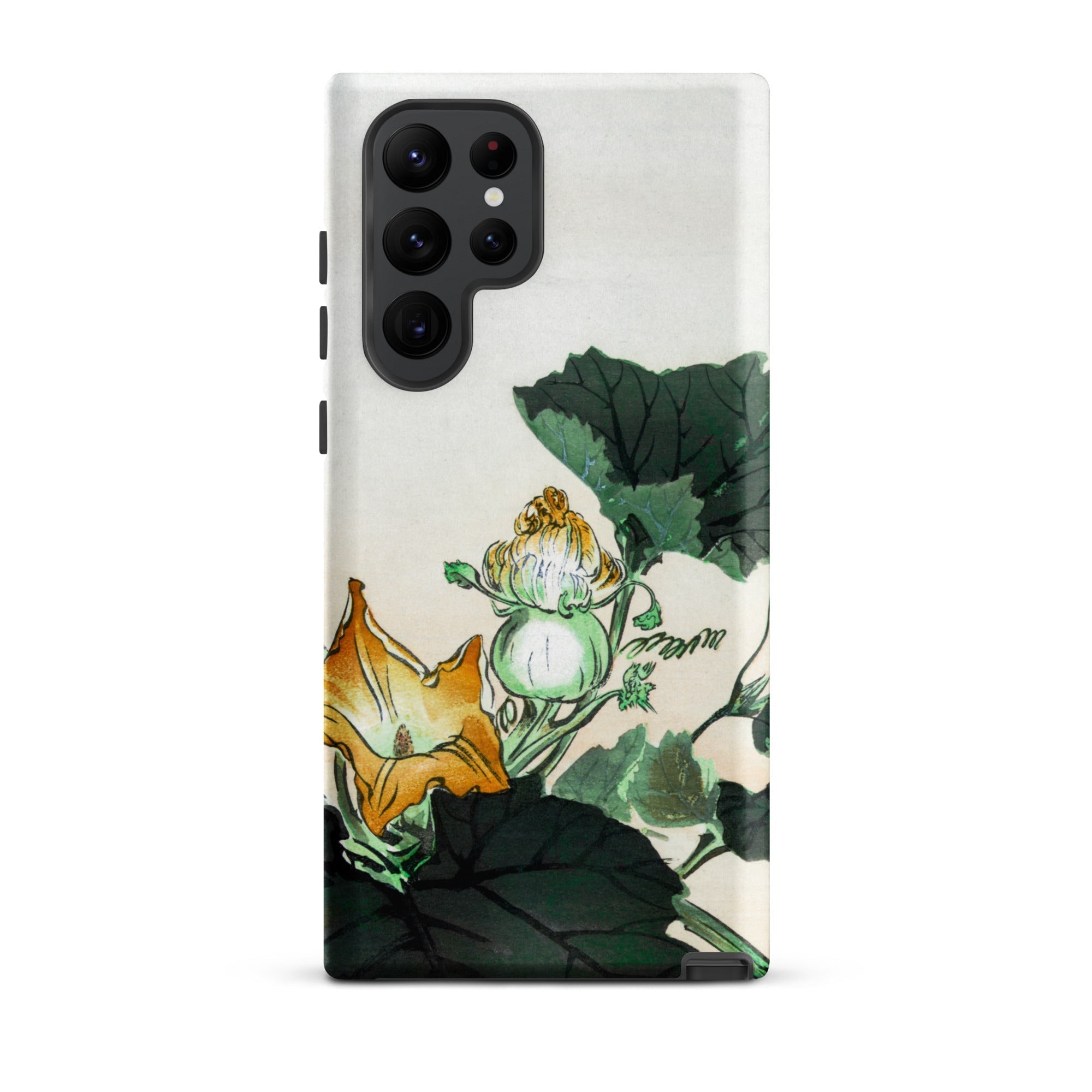 Kabocha Ni Tonbou Ogata Gekko Ukiyo e Samsung Case, Galaxy S22 Ultra / Matte, White Smartphone Case Vibrant Botanical Illustration