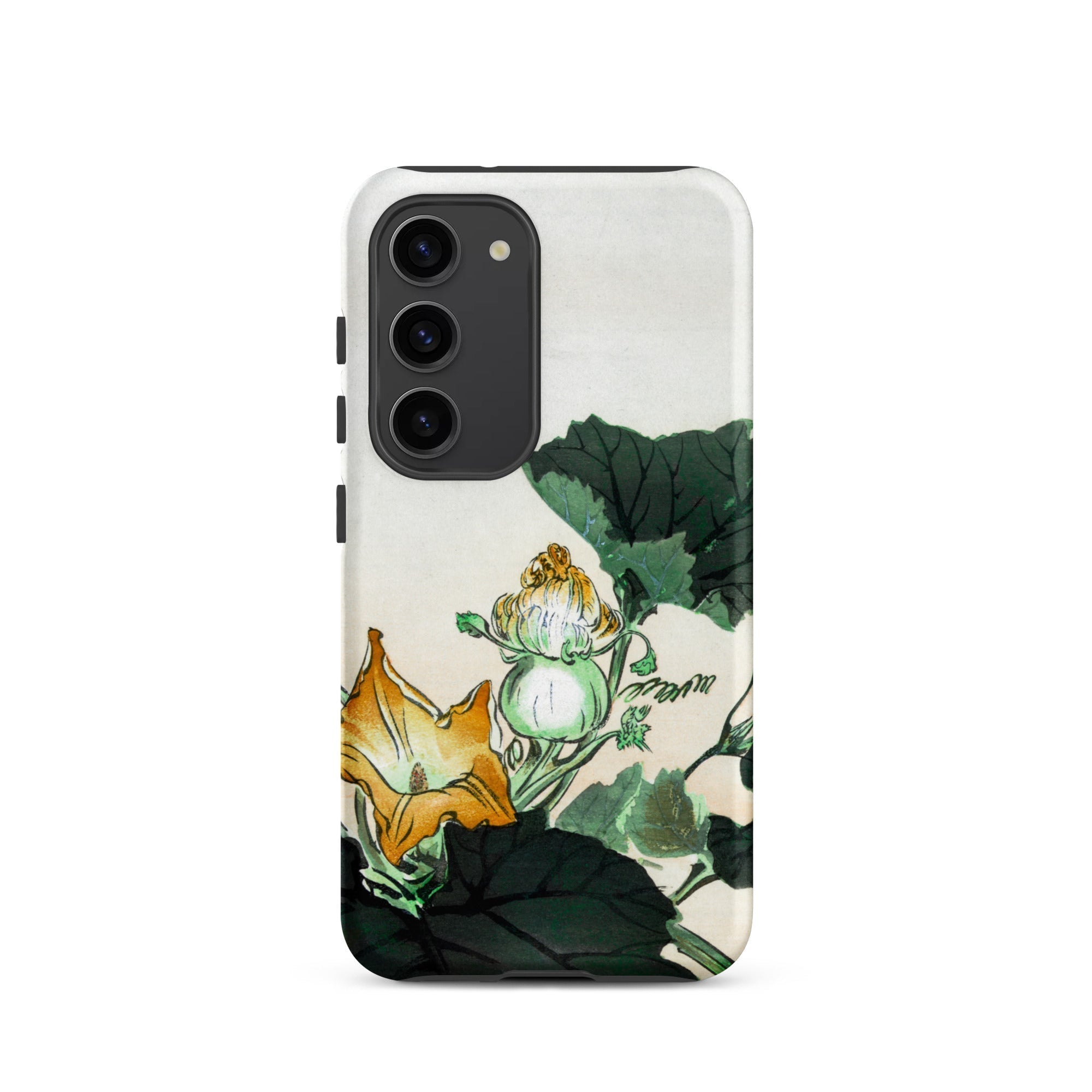 Kabocha Ni Tonbou Ogata Gekko Ukiyo e Samsung Case, Galaxy S23 / Matte, White Smartphone Case Design Gourd Vine Flowers Leaves