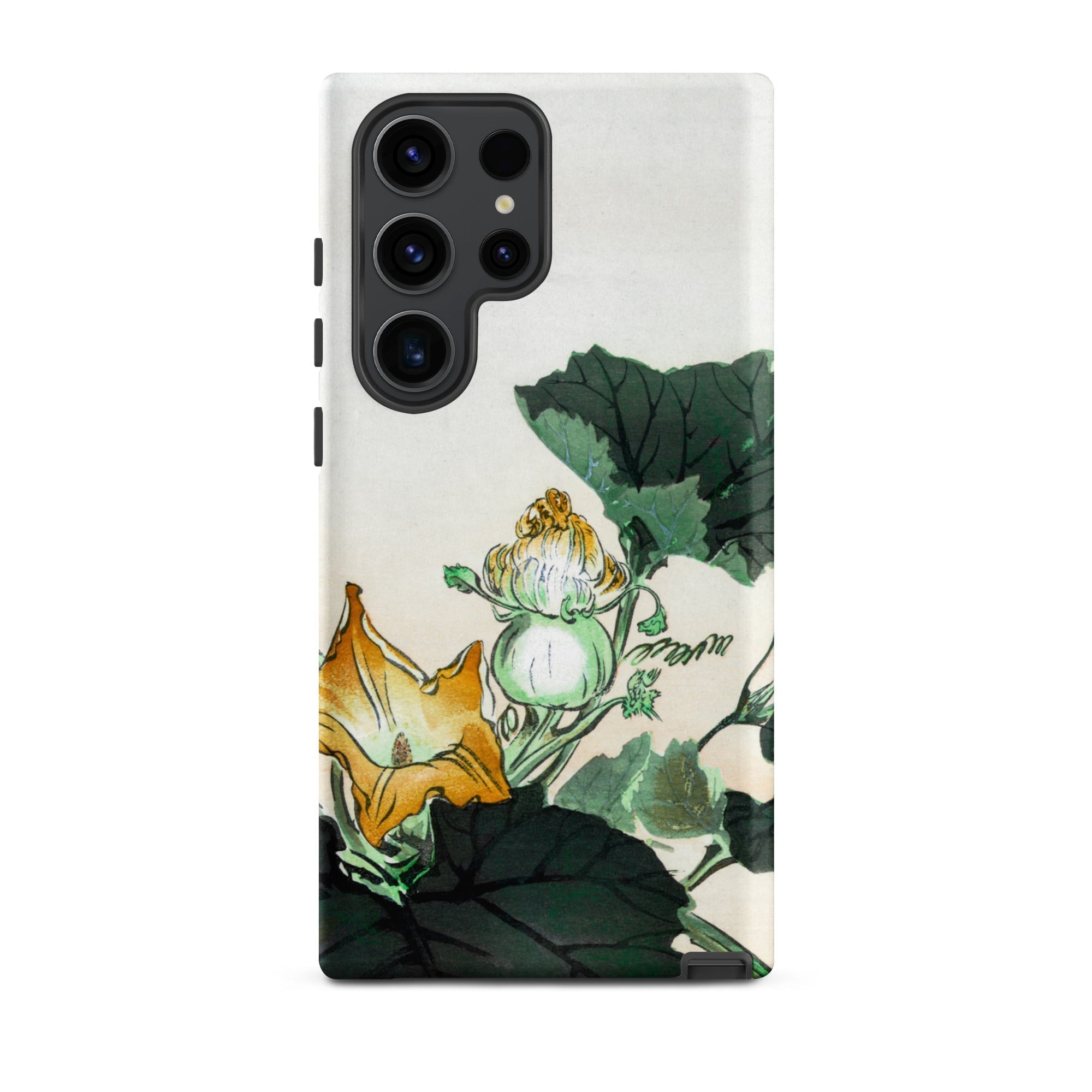 Kabocha Ni Tonbou Ogata Gekko Ukiyo e Samsung Case, Galaxy S23 Ultra / Matte, White Smartphone Case Vibrant Painting Gourd Plant Yellow