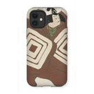 Kabuki Samurai - Kamisaka Sekka Iphone Case, 12 Mini / Matte, Phone Case Brown Cream Geometric Pattern Design