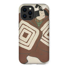 Kabuki Samurai - Kamisaka Sekka Iphone Case, 13 Pro Max / Matte, Phone Case Brown Cream Geometric Pattern Cat Illustration