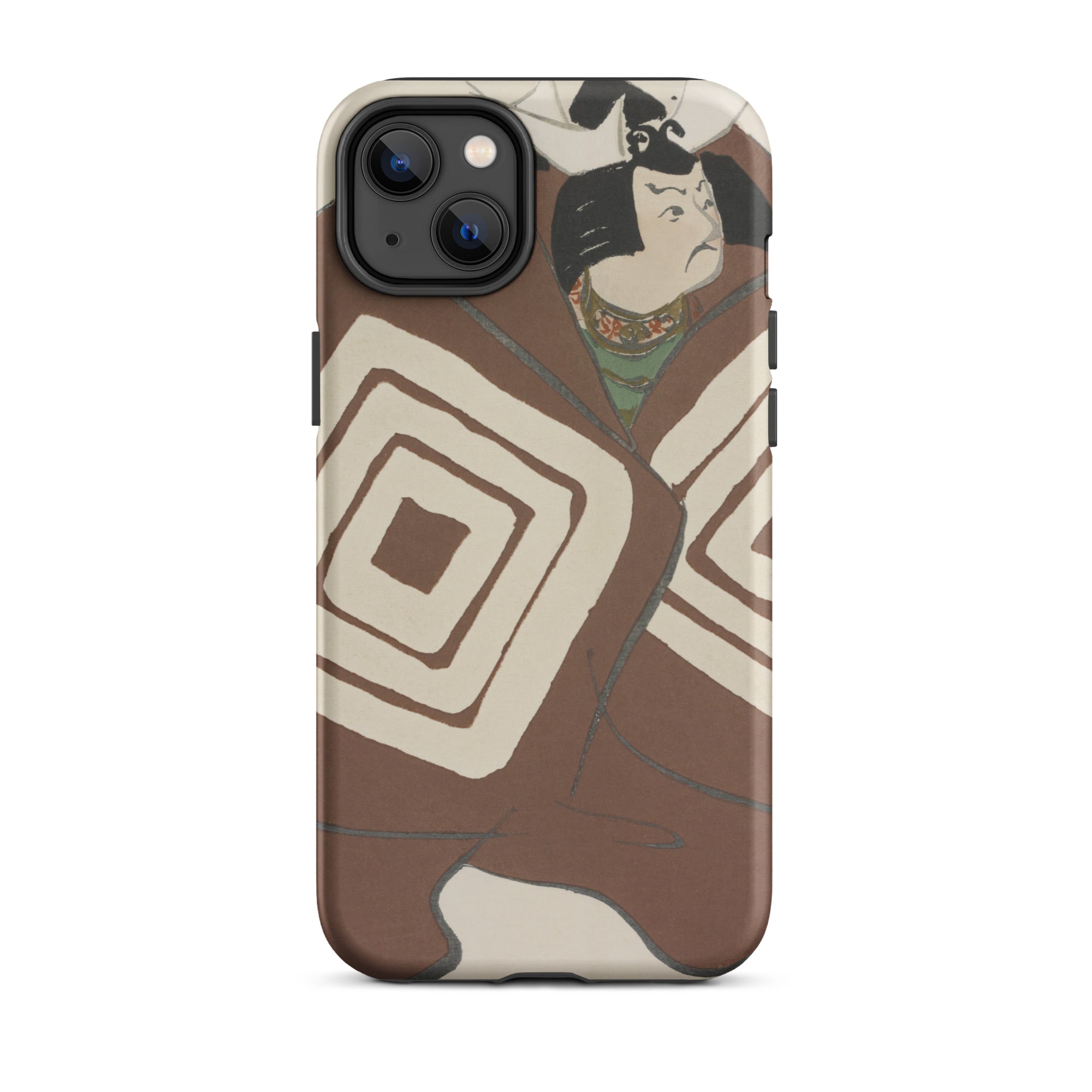 Kabuki Samurai Kamisaka Sekka Iphone Case, 14 Plus / Matte, Brown Beige Patterned Phone Case
