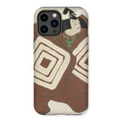 Kabuki Samurai - Kamisaka Sekka Iphone Case, 14 Pro Max / Matte, Iphone Case Brown Cream Geometric Pattern Cat Illustration