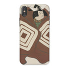 Kabuki Samurai Kamisaka Sekka Iphone Case, x / Matte, Phone Case Japanese Style Cat Illustration Geometric Brown Cream