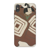 Kabuki Samurai - Kamisaka Sekka Iphone Case, x / Matte, Phone Case Japanese-style Cat Illustration Geometric Brown Cream