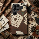 Kabuki Samurai - Kamisaka Sekka Phone Case Brown Cream-colored Phone Case Stylized Illustration Traditional Japanese Kamisaka Sekka, Kabuki
