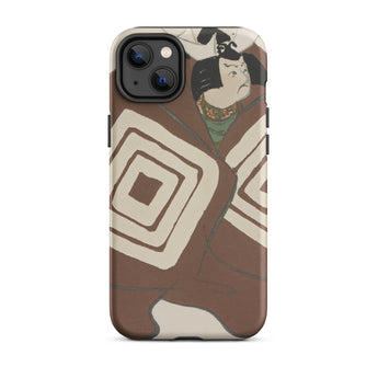 Kabuki Samurai - Kamisaka Sekka Phone Case Iphone 14 Plus / Matte Brown Beige Patterned Phone Case Kamisaka Sekka, Kabuki Samurai, Shadow