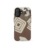 Kabuki Samurai - Kamisaka Sekka Phone Case Iphone 17 / Matte Brown Beige Geometric Patterned Phone Case Samurai Design Kamisaka Sekka,