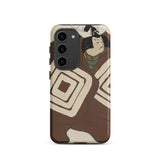 Kabuki Samurai - Kamisaka Sekka Phone Case Samsung Galaxy S23 / Matte Brown Cream Geometric-patterned Phone Case Stylized Illustration East