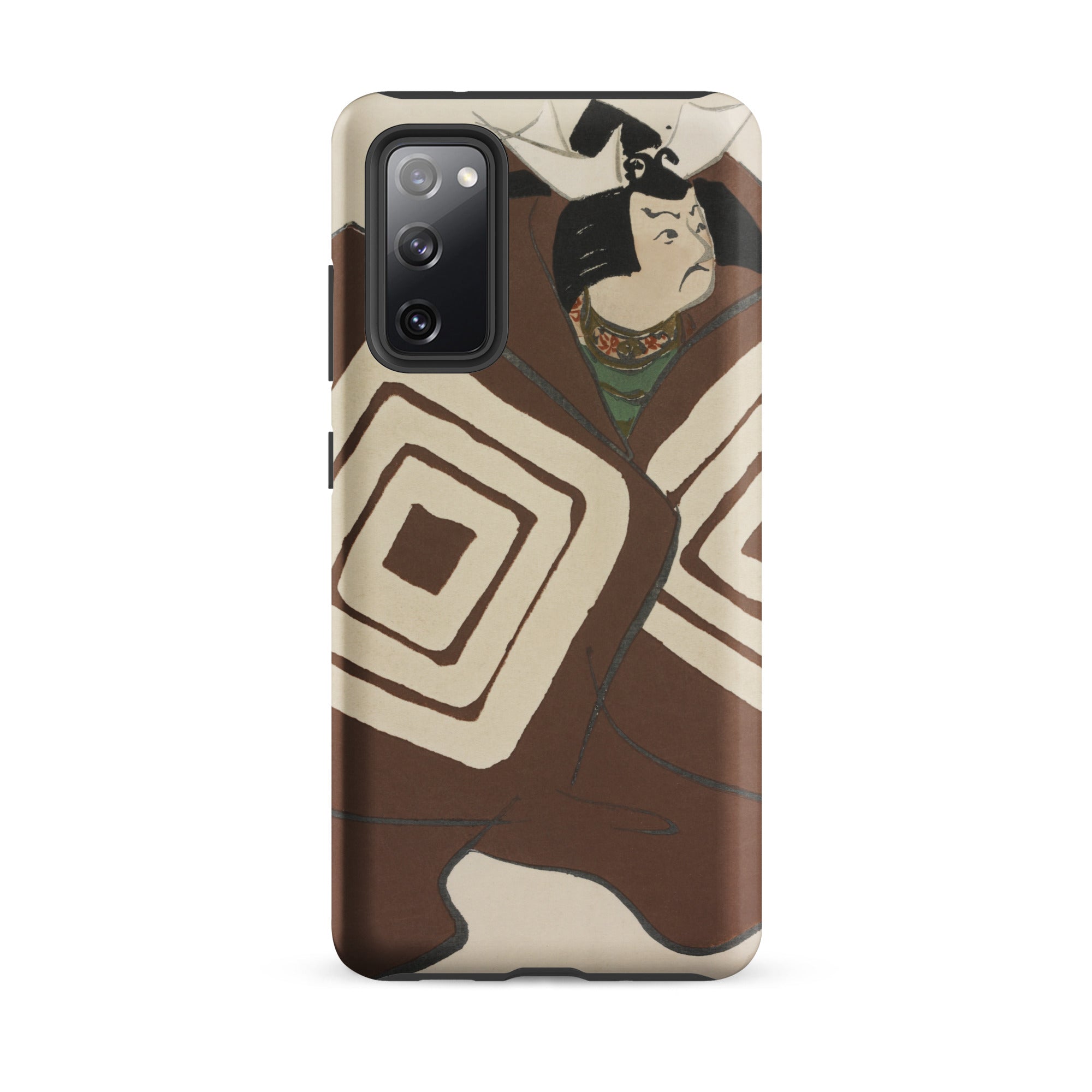 Kabuki Samurai Kamisaka Sekka Samsung Case, Galaxy S20 Fe / Matte, Smartphone Case Artistic Print Stylized Face Geometric Patterns