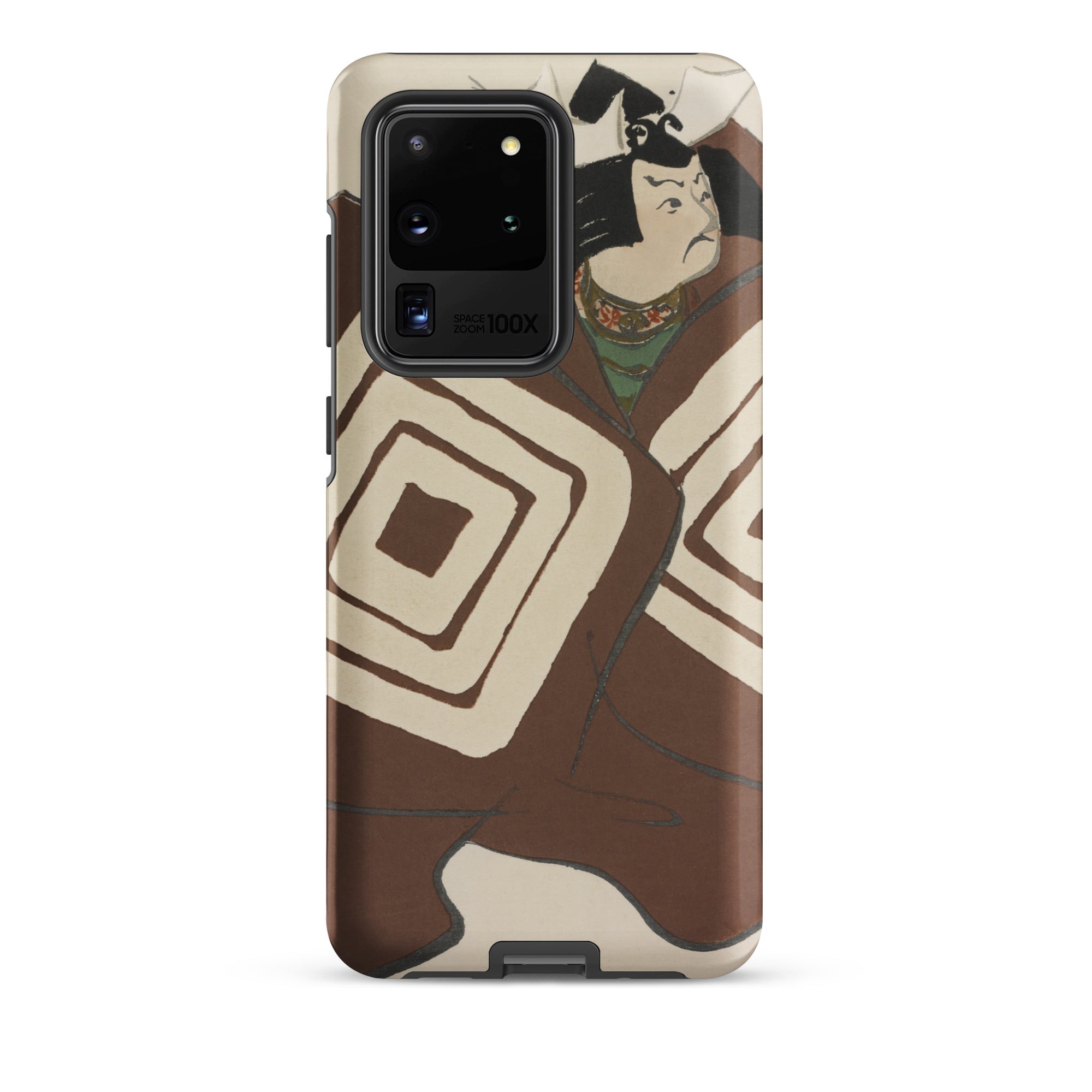 Kabuki Samurai Kamisaka Sekka Samsung Case, Galaxy S20 Ultra / Matte, Smartphone Case Japanese Ukiyo e Style Illustration Kabuki Actor