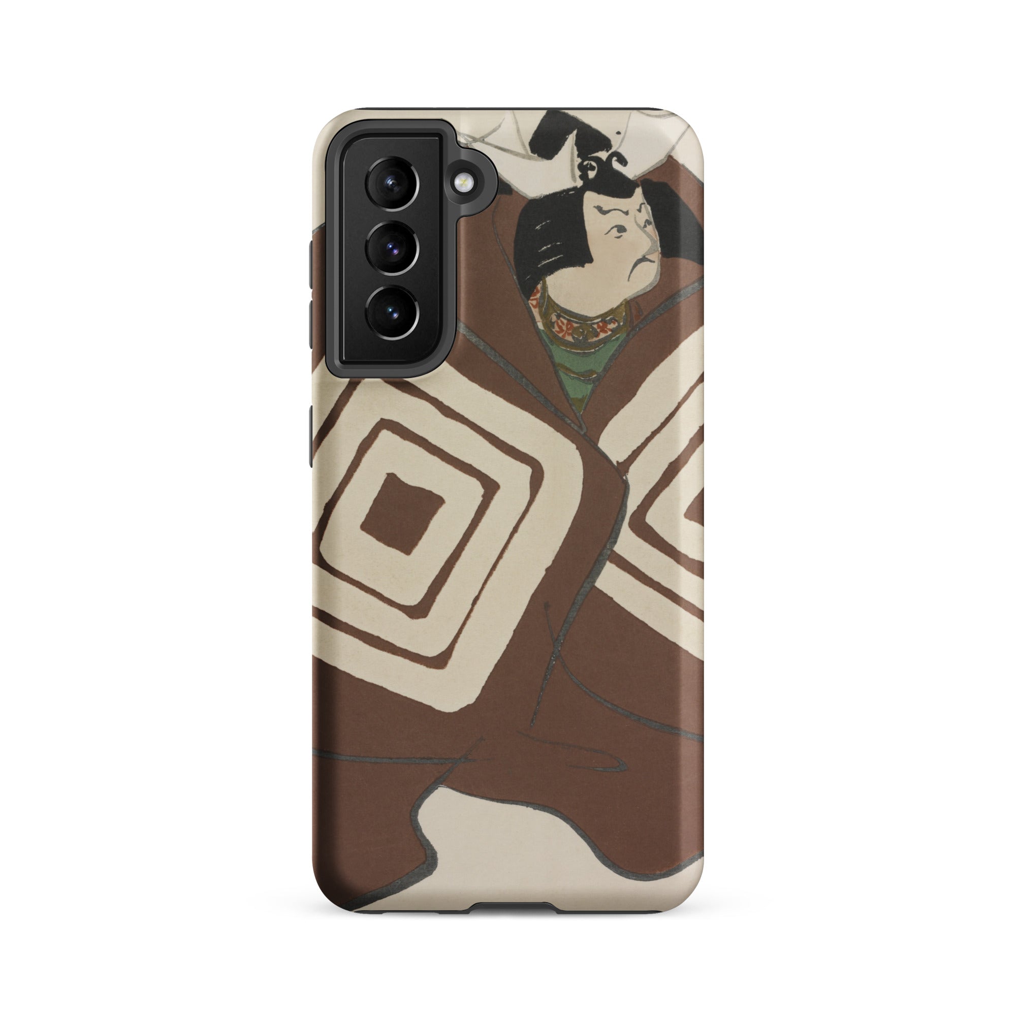 Kabuki Samurai Kamisaka Sekka Samsung Case, Galaxy S21 Fe / Matte, Brown Phone Case Japanese Ukiyo e Style Illustration Person