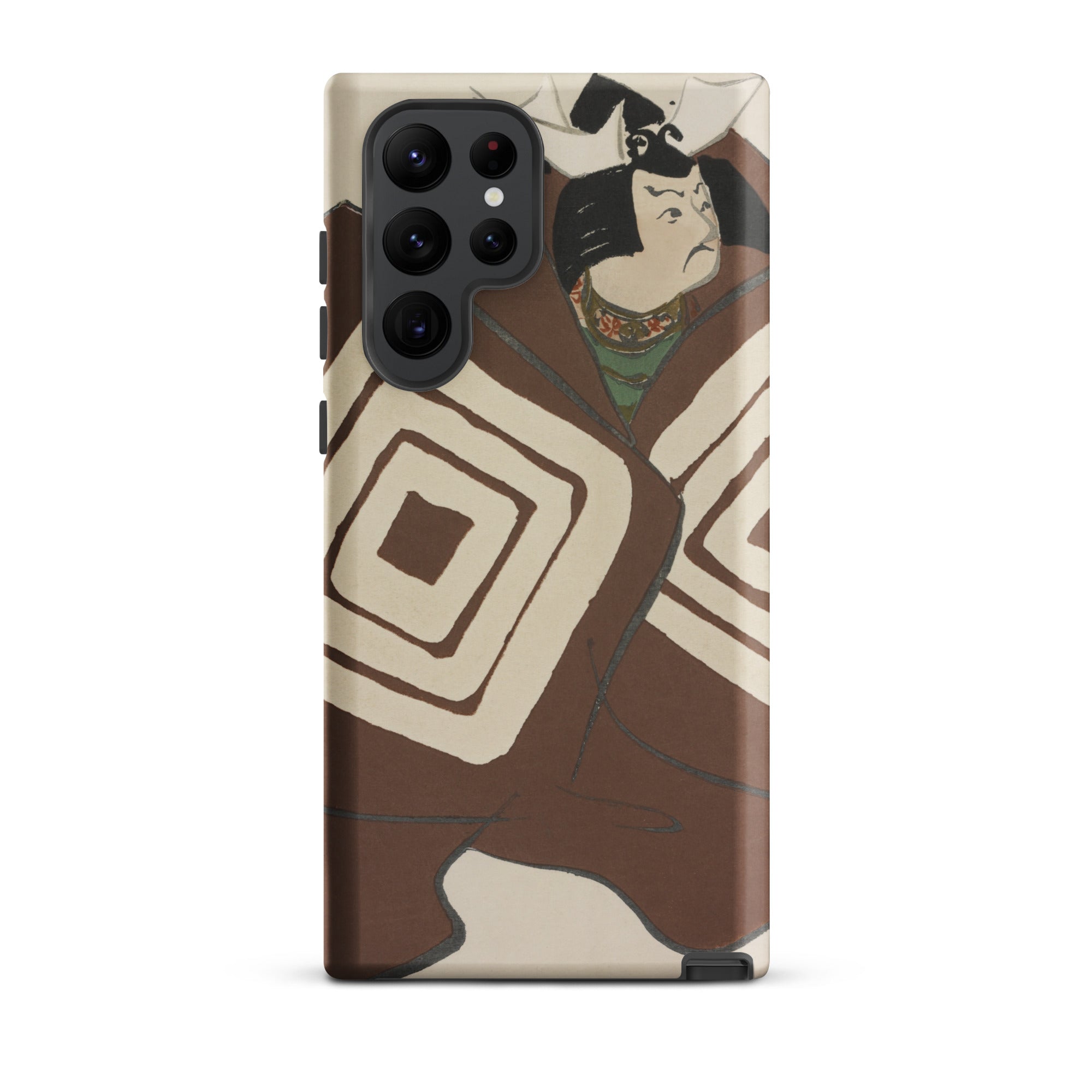 Kabuki Samurai Kamisaka Sekka Samsung Case, Galaxy S22 Ultra / Matte, Phone Case Stylized Portrait Geometric Patterns