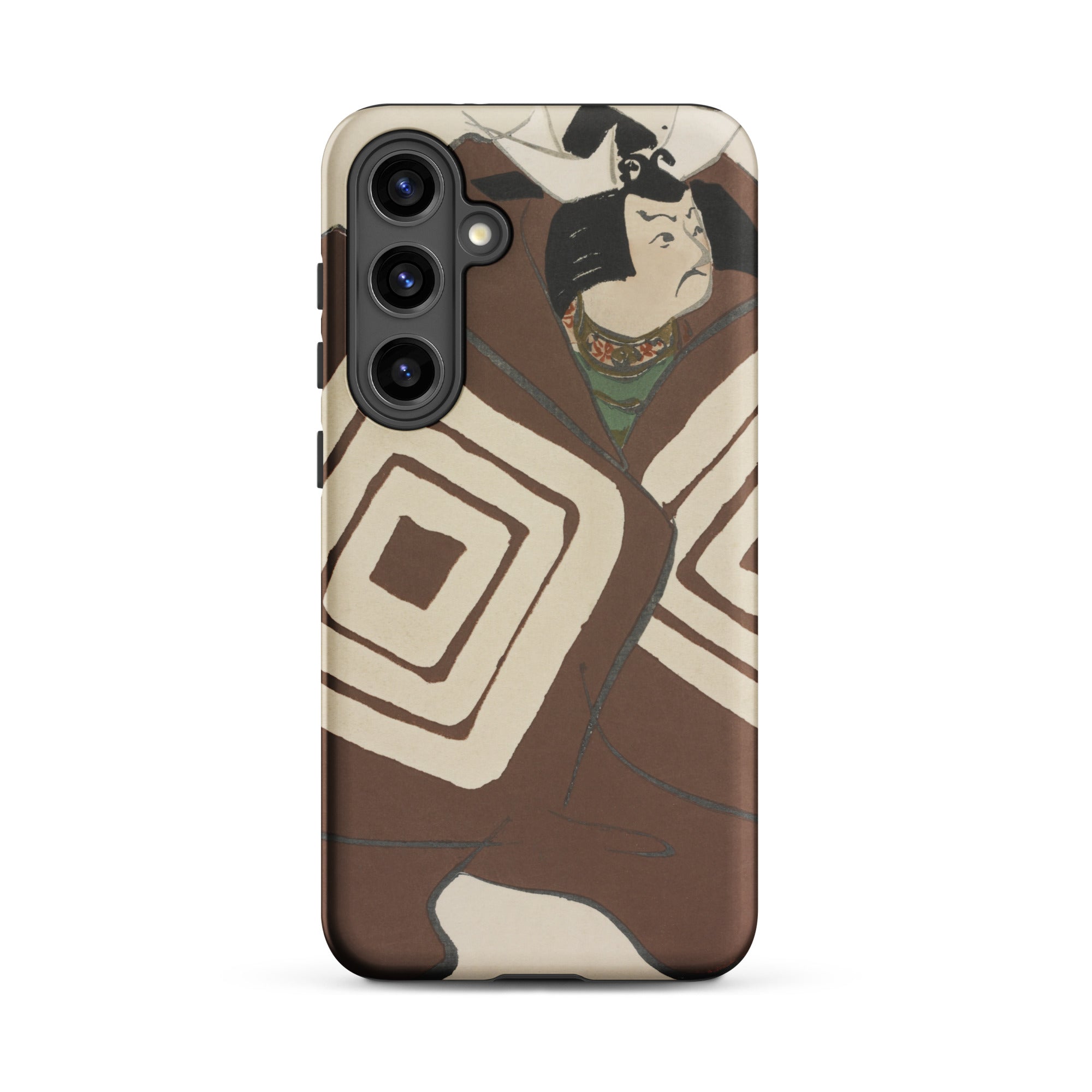 Kabuki Samurai Kamisaka Sekka Samsung Case, Galaxy S24 Plus / Matte, Dark Brown Phone Case Japanese Ukiyo e Style Print
