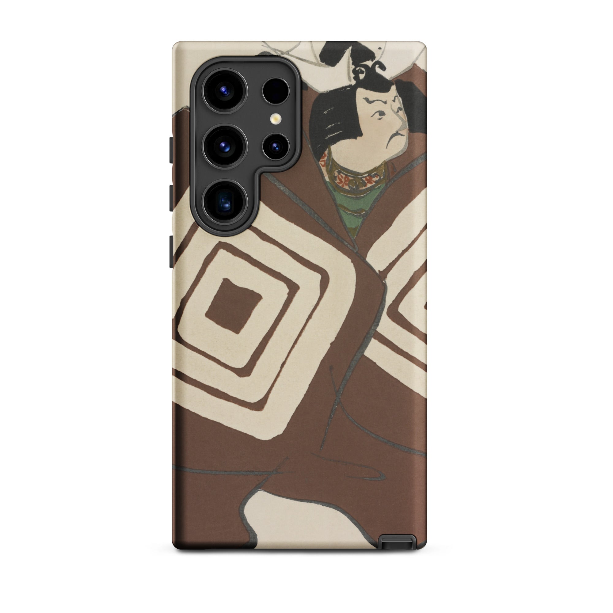 Kabuki Samurai Kamisaka Sekka Samsung Case, Galaxy S24 Ultra / Matte, Smartphone Case Traditional Japanese Art Design Brown Beige