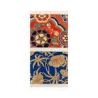Kara Nishiki x Kinran Brocade Kimono Art Print, 20x40’’ / 51x101cm / Unframed, Two Fabric Patterns Colorful Floral Motifs Golden Flowers
