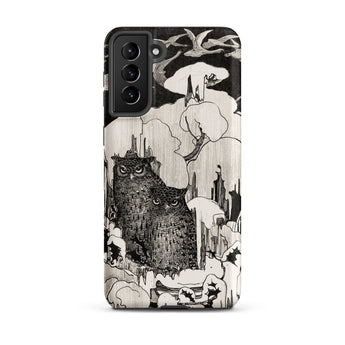 Kerstnacht - Theo Van Hoytema Samsung Case, Galaxy S21 Plus / Matte, Black White Illustrated Phone Case Two Owls Trees