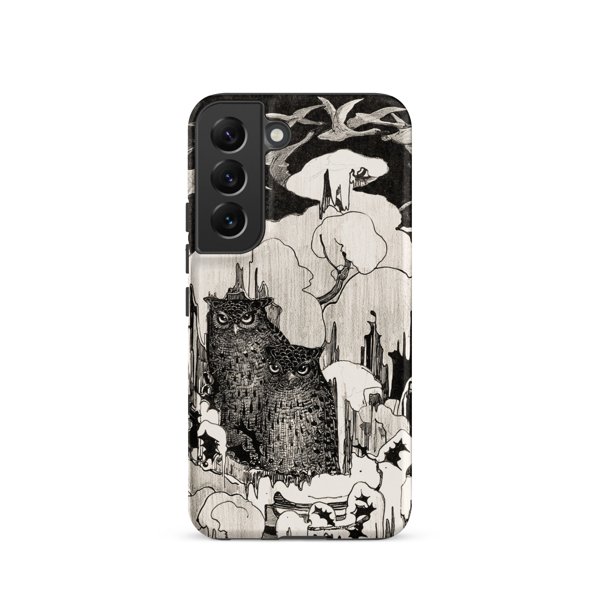 Kerstnacht Theo Van Hoytema Samsung Case, Galaxy S22 / Matte, Black White Owl Patterned Smartphone Case