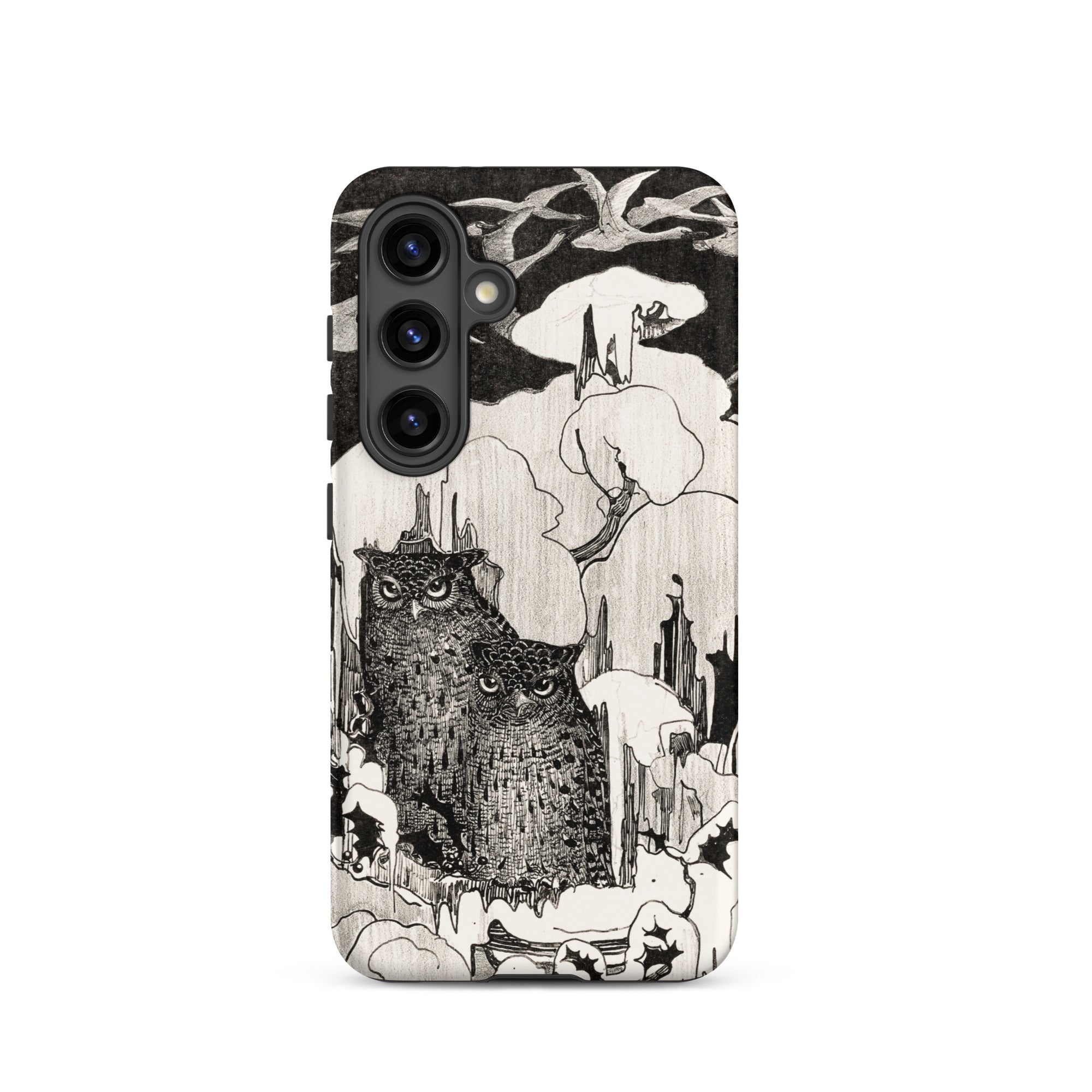 Kerstnacht Theo Van Hoytema Samsung Case, Galaxy S24 / Matte, Black White Owl Themed Phone Case