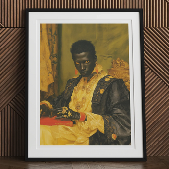 Khayman - Gay African Vampire Art Print, 12x16’’ / 31x41cm / Black Frame / 2’’ Matboard, Framed Portrait Person Ornate Historical Costume