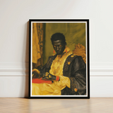 Framed Portrait Man Ornate Black Gold Attire Adorned Gay African Vampire, Art, Forgotten Lore Flood