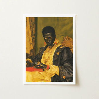 Khayman - Gay African Vampire Art Print / Canvas Framed Portrait Person Ornate Black Gold Attire, Forgotten Lore Flood Prints