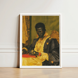Framed Portrait Man Ornate Black Gold Attire Adorned Gay African Vampire, Art, Forgotten Lore Flood