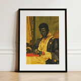 Khayman - Gay African Vampire Art Print / Canvas Black-framed Art Print Portrait Man Ornate Black Gold Gay African Vampire, Vampire Art,