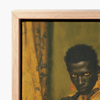 Framed Canvas Print Portrait Orange Eyes Dark Skin Gay African Vampire, Art, Forgotten Lore Flood