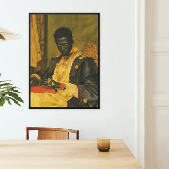 Khayman - Gay African Vampire Art Print / Canvas Framed Portrait Black Man Ornate Gold-embroidered Yellow Royal Gay African Vampire,
