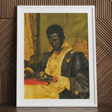 Khayman - Gay African Vampire Art Print / Canvas Framed Portrait Man Ornate Black Gold Attire Amber Gay African Vampire, Vampire Art,