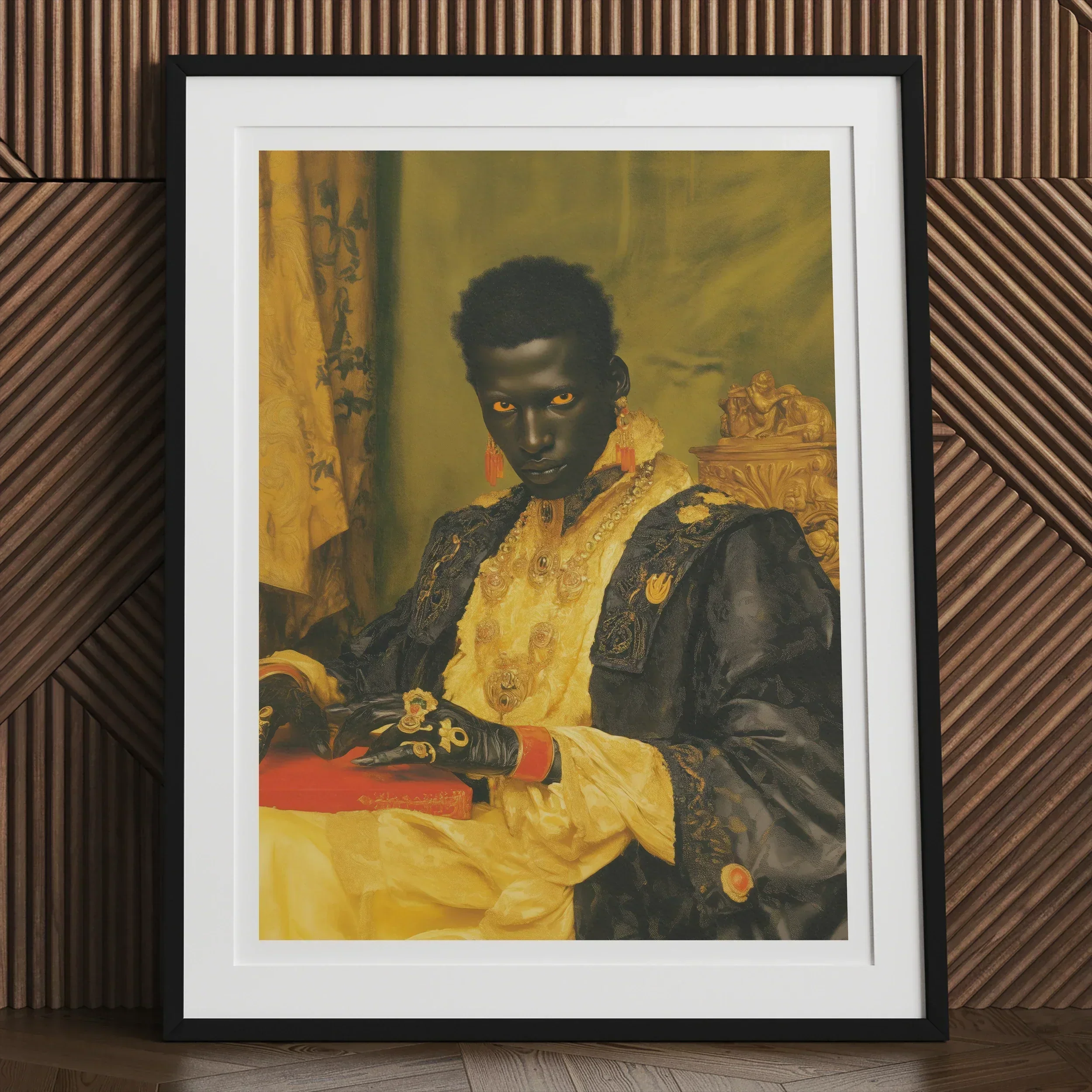 Khayman Gay African Vampire Art Print, Framed Portrait Person Ornate Historical Costume Gold Accents