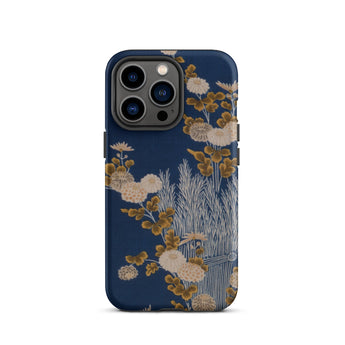Kimono Fragment with Brushwood Fence and Chrysanthemums Iphone Case, 13 Pro / Matte, Floral Patterned Phone Case