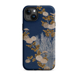 Kimono Fragment with Brushwood Fence and Chrysanthemums Phone Case Iphone 15 Plus / Matte Floral-patterned Phone Case Chrysanthemums Bloom,