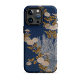 Kimono Fragment with Brushwood Fence and Chrysanthemums Phone Case Iphone 15 Pro Max / Matte Floral-patterned Phone Case Chrysanthemums