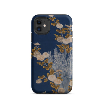 Kimono Fragment with Brushwood Fence and Chrysanthemums Phone Case Iphone 11 / Matte Floral Patterned Phone Case Chrysanthemums Bloom,