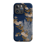 Kimono Fragment with Brushwood Fence and Chrysanthemums Phone Case Iphone 16 Pro Max / Matte Floral Patterned Bloom, Ochre Blossoms Uncoil,