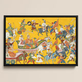 King Dasaratha Proceeds to Rama’s Wedding - Shangri Ramayana Art Print / Canvas, 18x12’’ / 46x31cm / Black Frame, Posters Prints & Visual