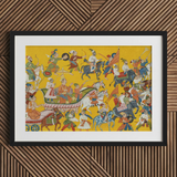 King Dasaratha Proceeds to Rama’s Wedding - Shangri Ramayana Art Print / Canvas Framed Traditional Indian Miniature Painting Vibrant Colors