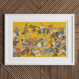 King Dasaratha Proceeds to Rama’s Wedding - Shangri Ramayana Art Print, Framed Indian Procession Painting