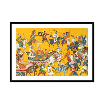 King Dasaratha Proceeds to Rama’s Wedding - Shangri Ramayana Art Print, Framed Mughal Procession Painting