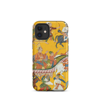 King Dasaratha Proceeds to Rama’s Wedding - Shangri Ramayana Iphone Case, 12 Mini / Matte, Yellow Phone Case Historical Artwork