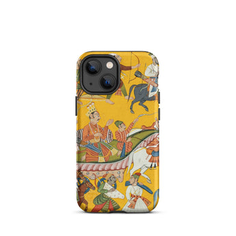 King Dasaratha Proceeds to Rama’s Wedding - Shangri Ramayana Iphone Case, 13 Mini / Matte, Yellow Iphone Case Historical Painting