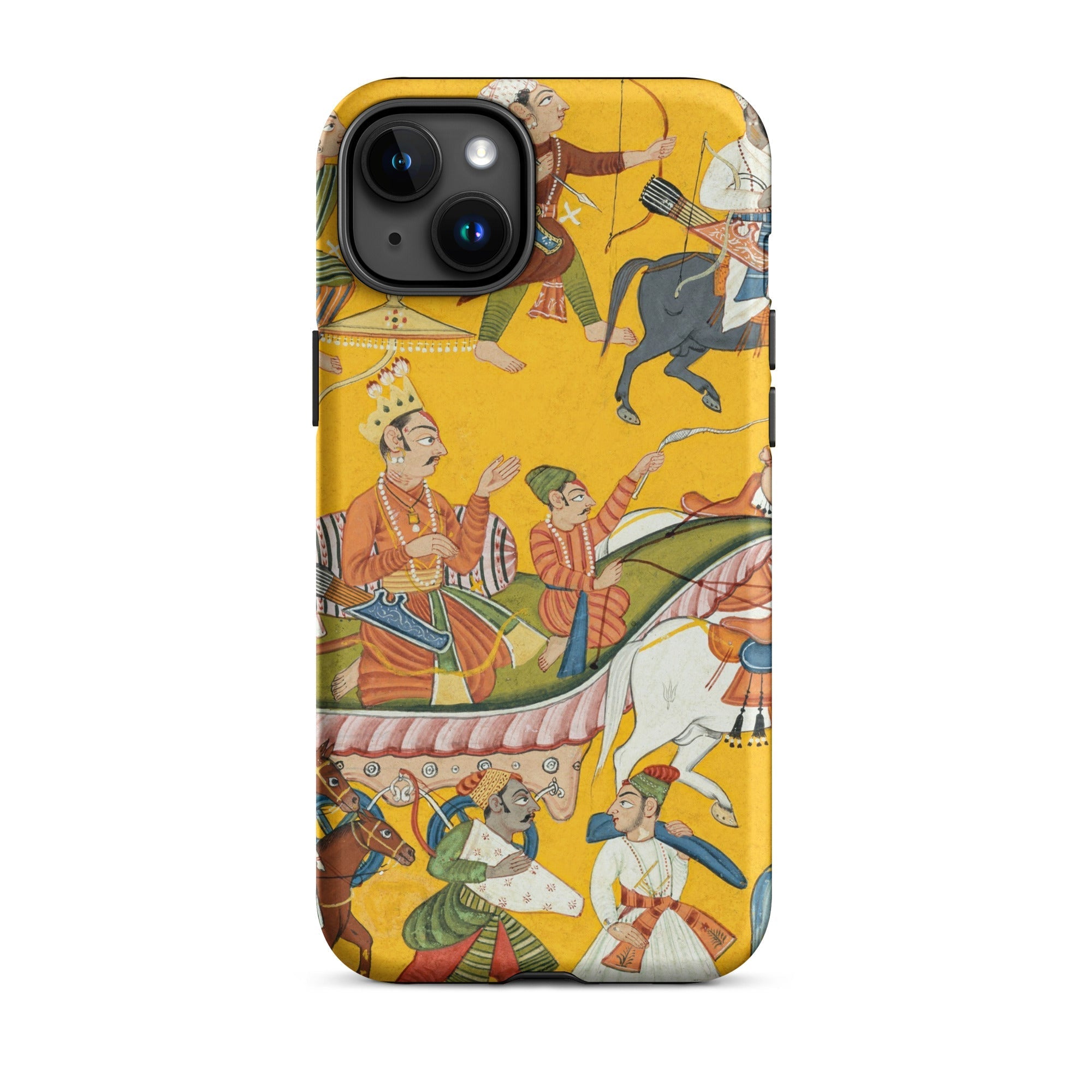 King Dasaratha Proceeds to Rama’s Wedding Shangri Ramayana Iphone Case, 15 Plus / Matte, Yellow Phone Case Indian Art