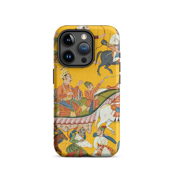 King Dasaratha Proceeds to Rama’s Wedding - Shangri Ramayana Iphone Case, 15 Pro / Matte, Yellow Phone Case Historical Artwork