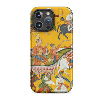 King Dasaratha Proceeds to Rama’s Wedding - Shangri Ramayana Iphone Case, 16 Pro Max / Matte, Yellow Phone Case Historical Artwork