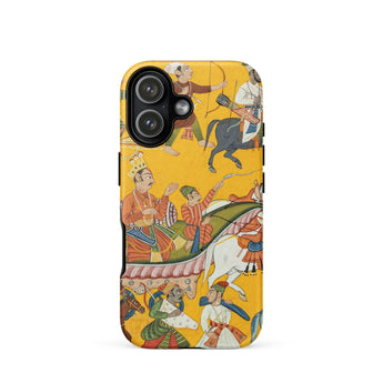 King Dasaratha Proceeds to Rama’s Wedding - Shangri Ramayana Phone Case Iphone 17 / Matte Yellow Phone Case Colorful Traditional Art Design