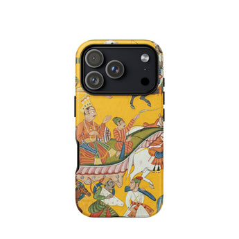 King Dasaratha Proceeds to Rama’s Wedding - Shangri Ramayana Phone Case Iphone 17 Pro / Matte Yellow Phone Case Intricate Traditional Art