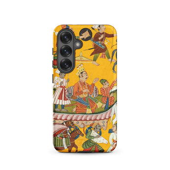 King Dasaratha Proceeds to Rama’s Wedding - Shangri Ramayana Phone Case Samsung Galaxy S25 / Matte Vibrant Yellow Phone Case Adorned