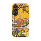 King Dasaratha Proceeds to Rama’s Wedding - Shangri Ramayana Phone Case Samsung Galaxy S25 Plus / Matte Vibrant Yellow Phone Case Adorned
